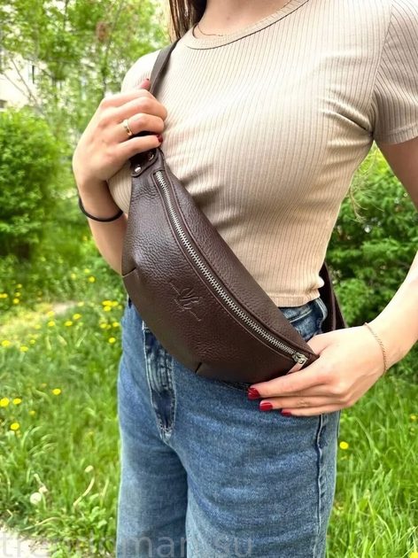 Сумка поясная кожаная Loran Rouge, 30x15 см, унисекс, мужская, женская